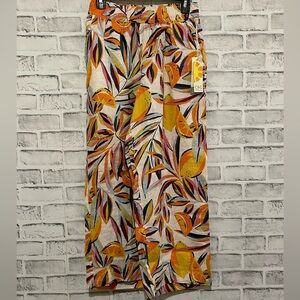 NWT! Women’s C & C California 100% linen wide leg citrus tropical pants Small